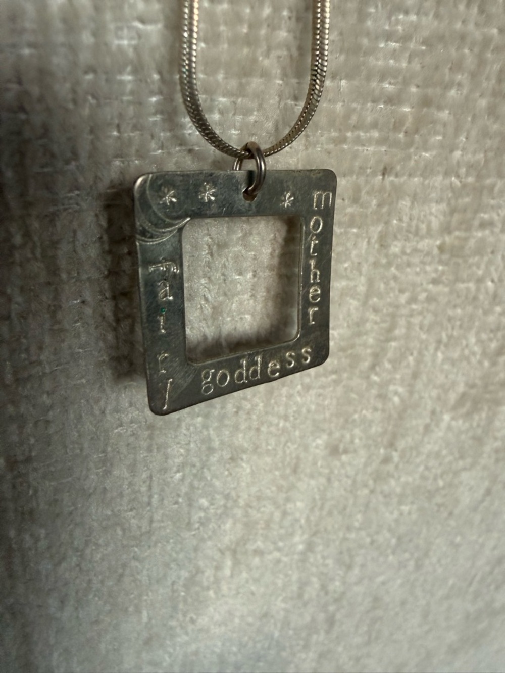 Mother Fairy Goddess necklace. Handmaid silver engraved